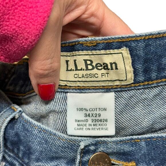 LL Bean 220626 Mens Straight Jeans Classic Fit Blue Denim 100% Cotton 34 x 29 - Picture 12 of 16